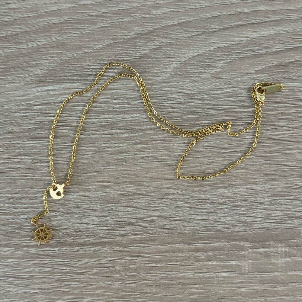 Anthropologie Gold Anchor Necklace
